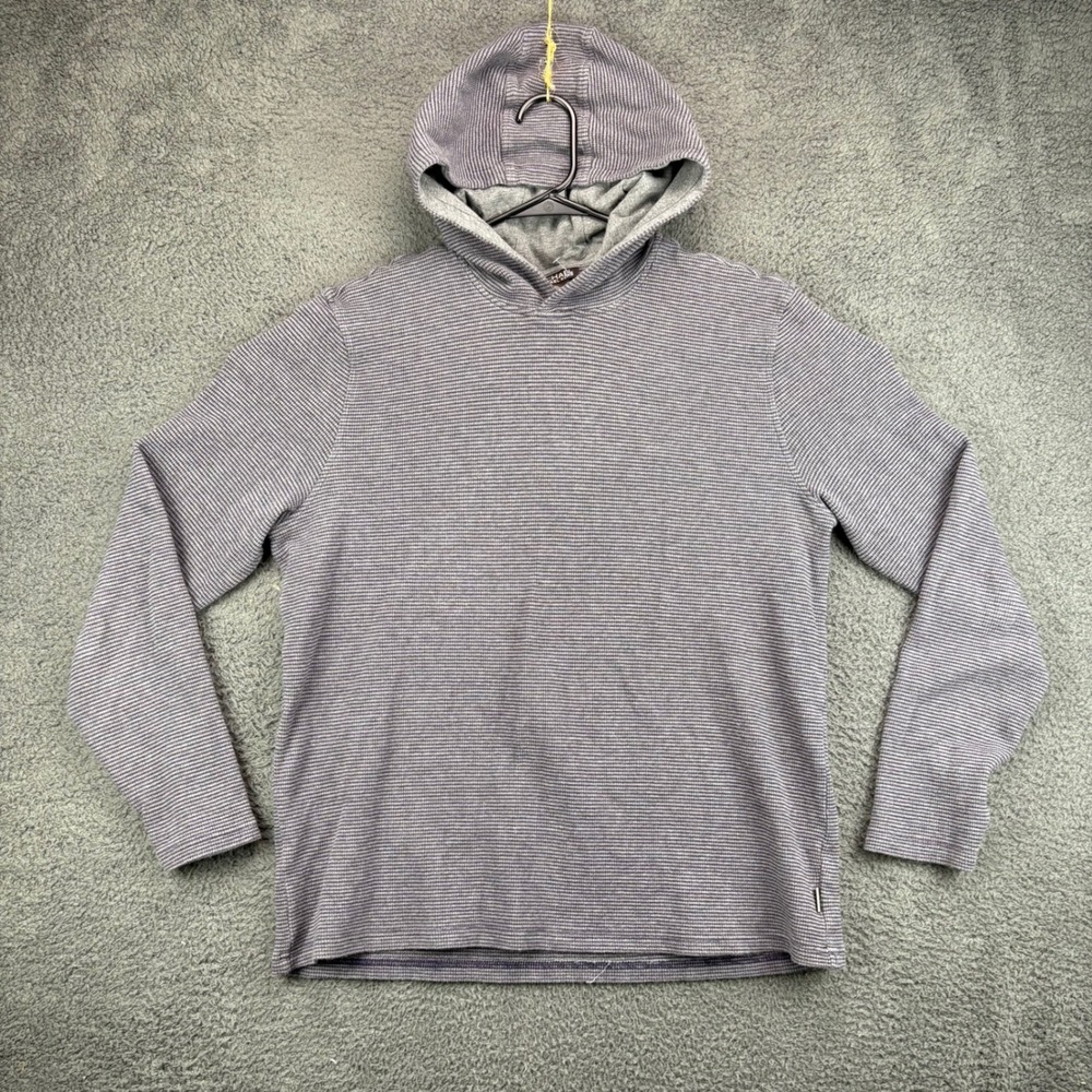 MICHAEL KORS Mens Gray Striped Thermal Hoodie Pullover Long Sleeve‎ Size XL